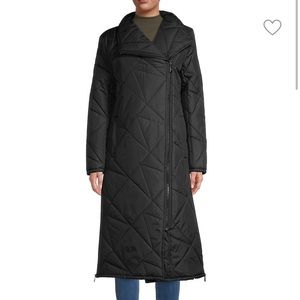 Karl Lagerfeld Paris Big K Quilted Asymmetric Long Coat